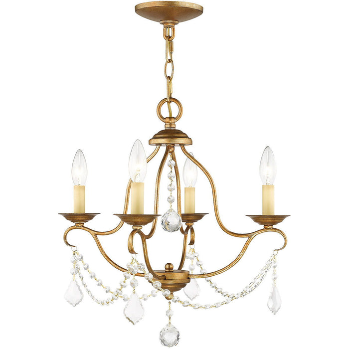 18" Four Light Dimmable Chandelier With Shades - Gold