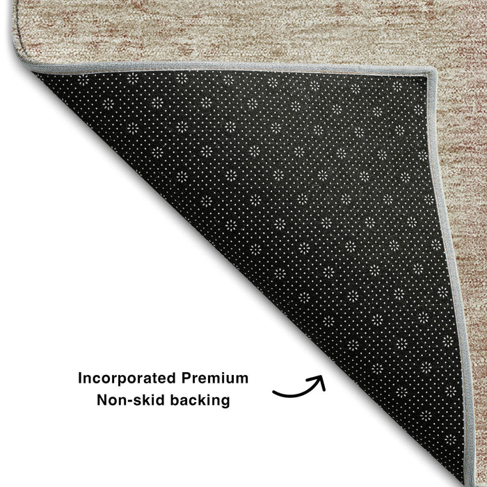 5' X 8' Patchwork Washable Area Rug With UV Protection (655218) - Blush / Beige