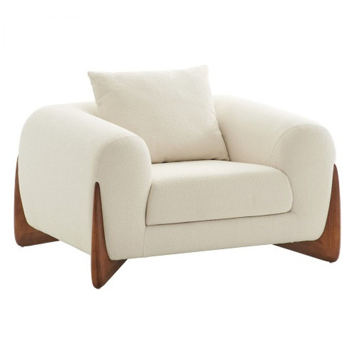 Sherpa Arm Chair - Cream And Wood Brown