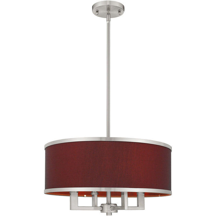 18'' Four-Light Dimmable Chandelier With Shades - Nickel / Pearl Silver