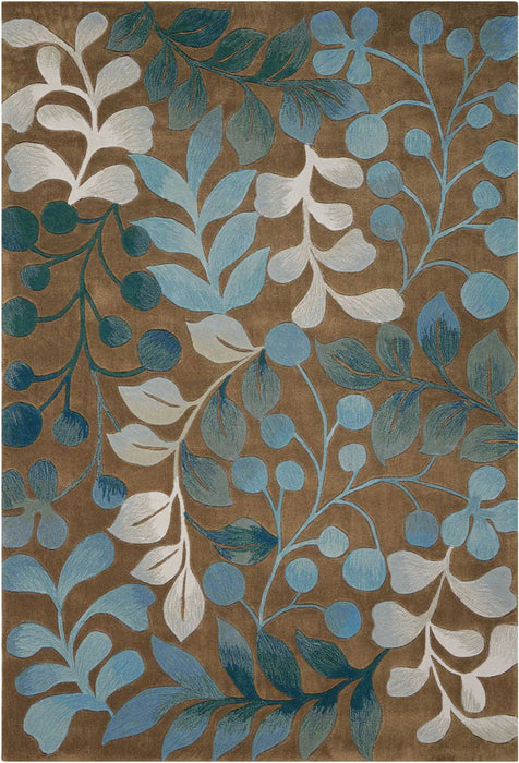 8' X 11' Boical Leaves Area Rug - Blue