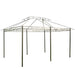 Outsunny outdoor patio gazebo with steel frame, sage gray canopy, curtains, and vented roof for garden or backyard use.