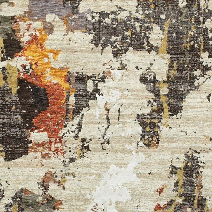 7' x 10' Power Loom Area Rug - Beige And Black