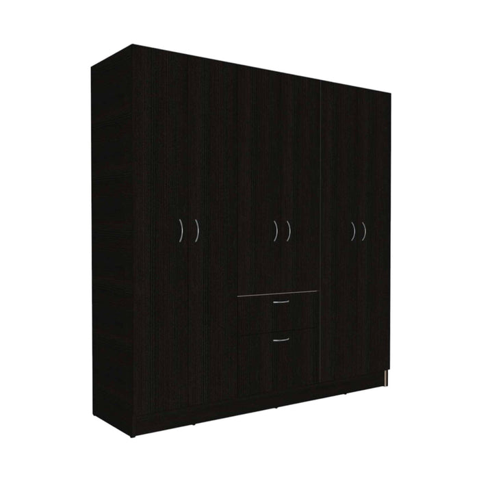 Tall Six Door Closet Wardrobe Center - Black / White