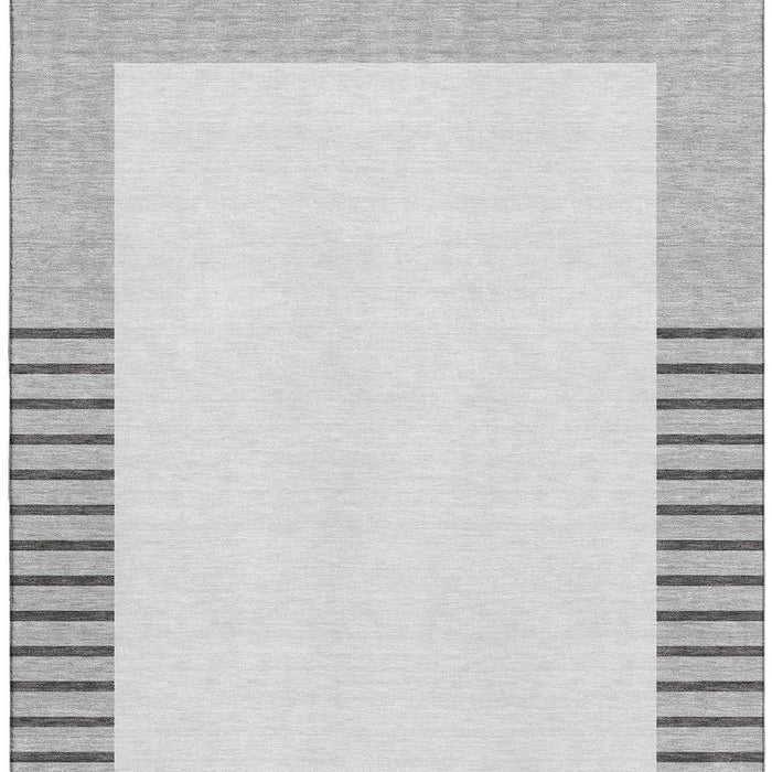 10' X 14' Striped Washable Area Rug With UV Protection (678353) - Gray / Silver / Charcoal