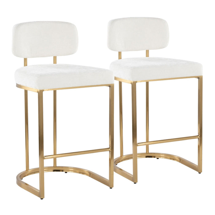 Demi - Fixed-Height Barstool (Set of 2) - Gold Metal Base