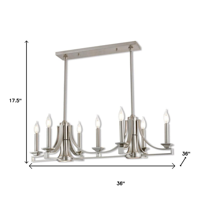Nine Light Metal Dimmable Chandelier With Shades - Nickel
