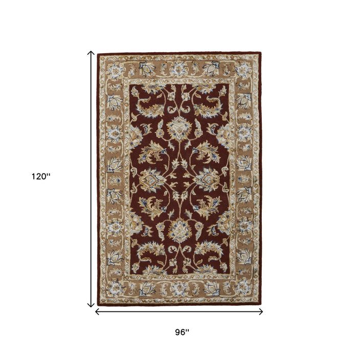 8' X 10' Oriental Hand Tufted Area Rug - Red