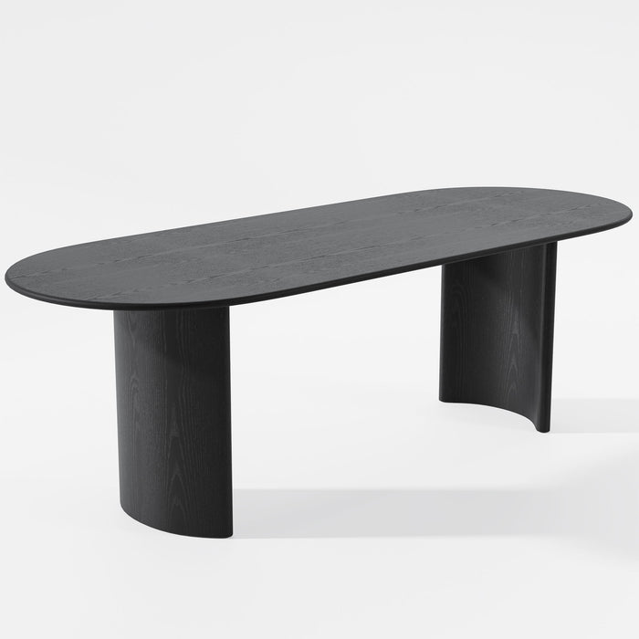 79" Solid Wood Double Pedestal Base Oval Dining Table - Black