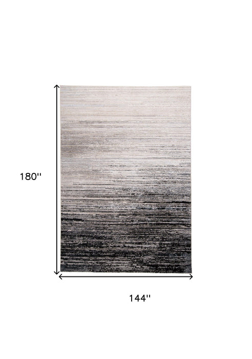 12' x 15' Gray Abstract Area Rug - Black And Dark