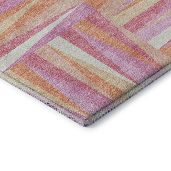 10' X 14' Geometric Washable Area Rug With UV Protection (679408) - Blush / Peach / Ivory