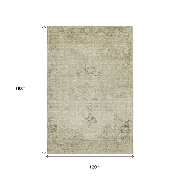 10' X 14' Oriental Washable Area Rug With UV Protection (654868) - Beige / Brown