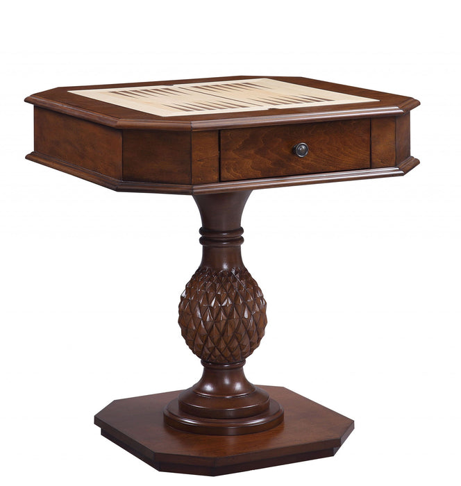 Octagon Console Table And Drawers - Brown