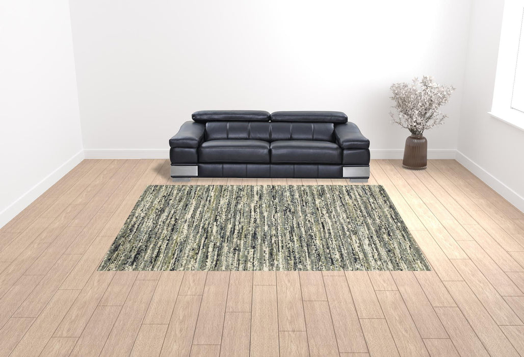 10' x 13' Abstract Power Loom Stain Resistant Area Rug - Blue Green Light Blue Gray And Ivory