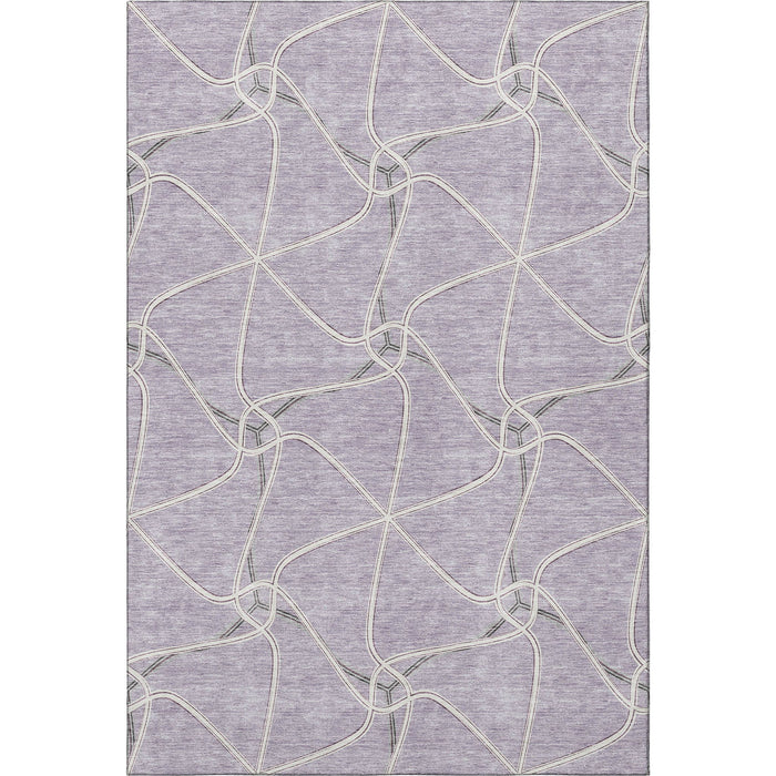 10' X 14' Geometric Washable Area Rug With UV Protection (675384) - Lavender / Ivory