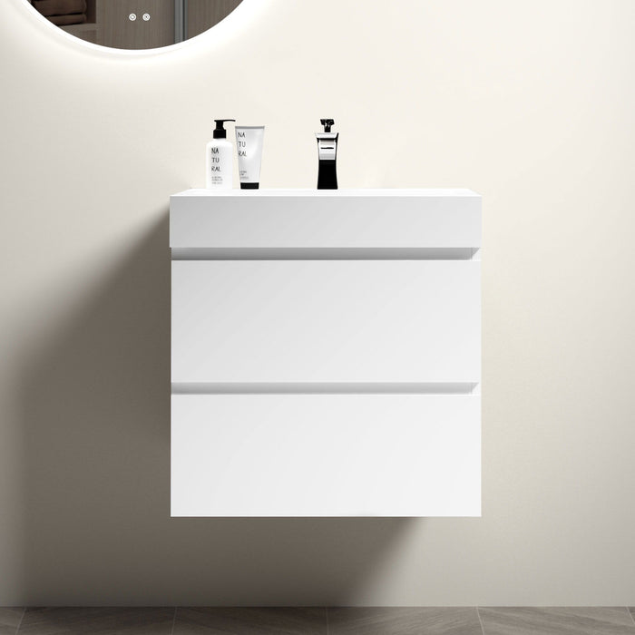 Giga Alice bathroom vanity with large storage, wall-mounted floating design, one-piece sink basin without drain or faucet, modern style.