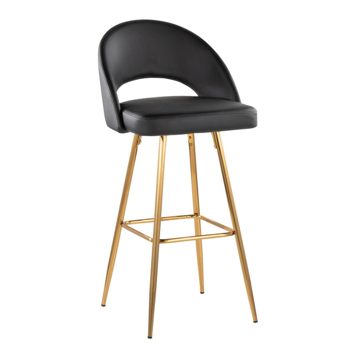 Renee - Upholstered Fixed-Height Barstool (Set of 2) - Gold Base