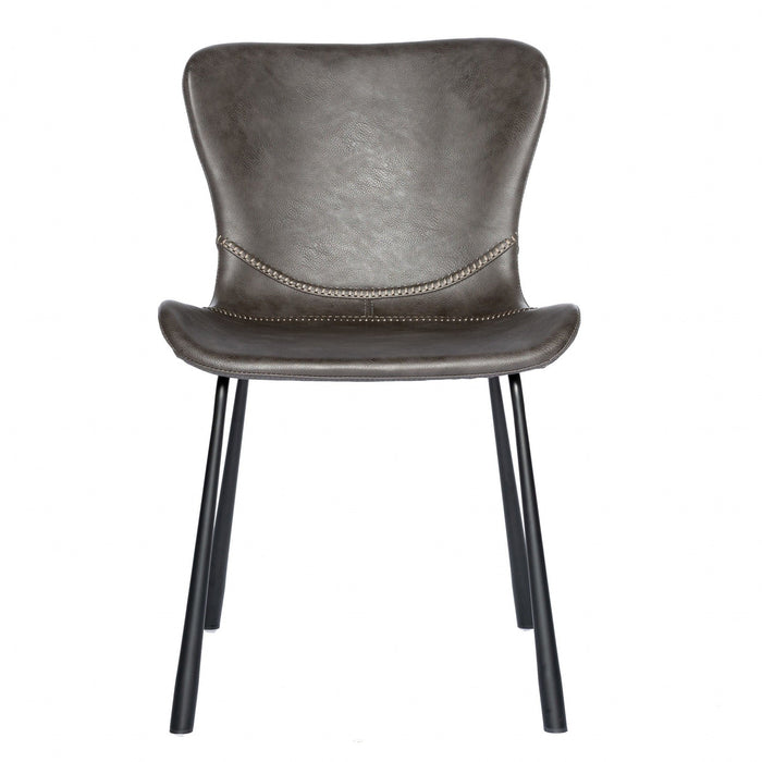 Upholstered Leather Dining Chairs (Set of 2) - Gray