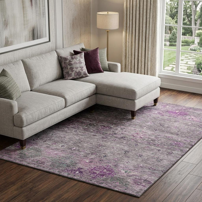 10' X 14' Tribal Washable Area Rug With UV Protection (688546) - Purple / Gray