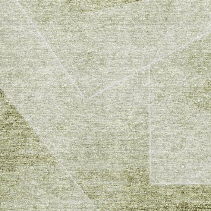 8' X 10' Geometric Washable Area Rug Polyester With UV Protection - Sage And Ivory