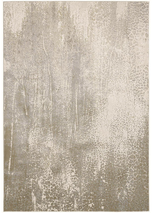 13' X 20' Abstract Area Rug - Ivory Gray And Gold
