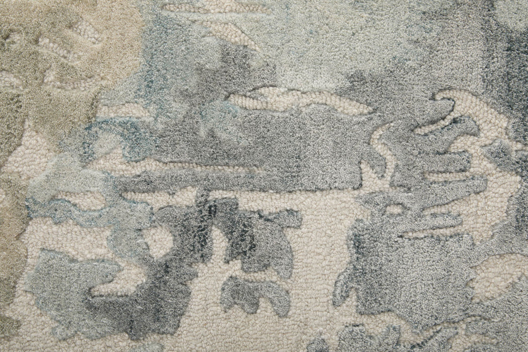 9' X 12' Abstract Hand Tufted Area Rug (722202) - Blue / Ivory
