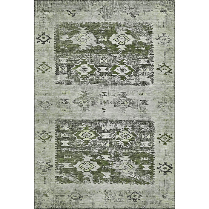 10' X 14' Southwestern Washable Area Rug With UV Protection (696434) - Olive Green / Gray / Ivory