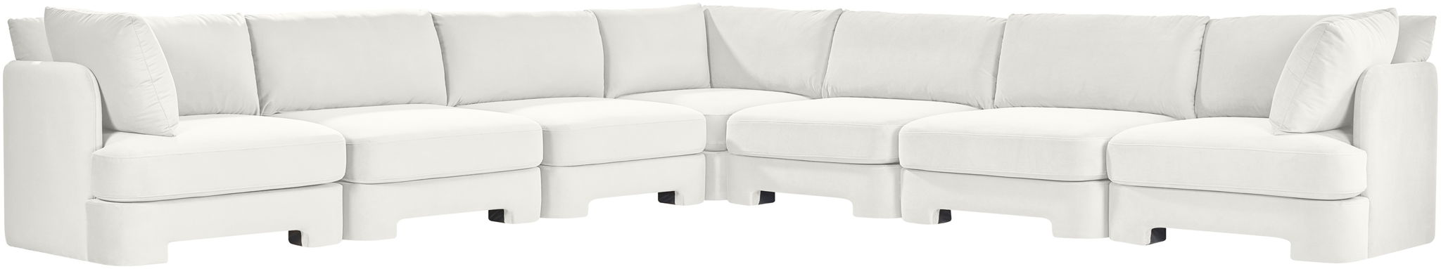 Meridian Furniture Hammond velvet performance fabric 7-piece corner sectional sofa with plush upholstery and modern design.