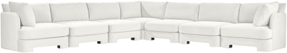 Meridian Furniture Hammond velvet performance fabric 7-piece corner sectional sofa with plush upholstery and modern design.