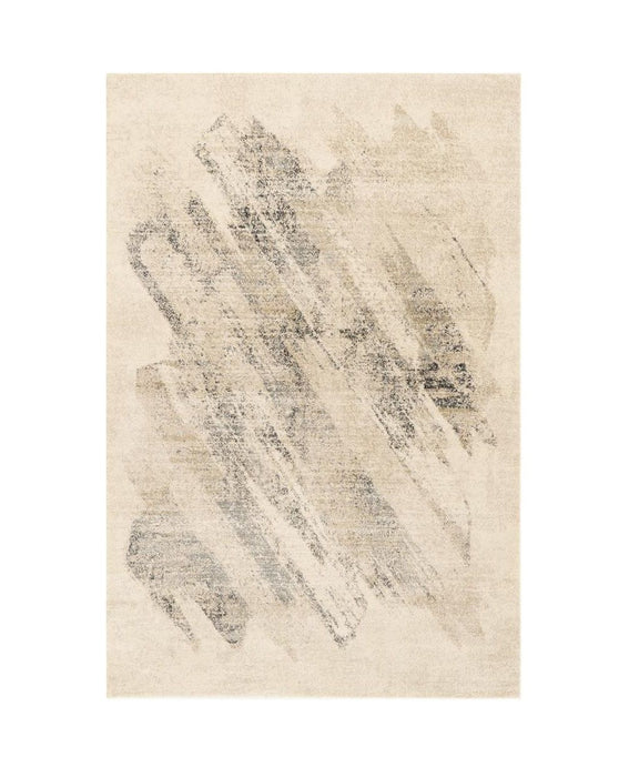 8' x 10' Machine Woven Abstract Brushstrokes Indoor Area Rug - Ivory Gray
