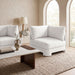 Velvet performance fabric upholstered corner chair by Meridian Furniture, stationary design with plush cushions and modern style.