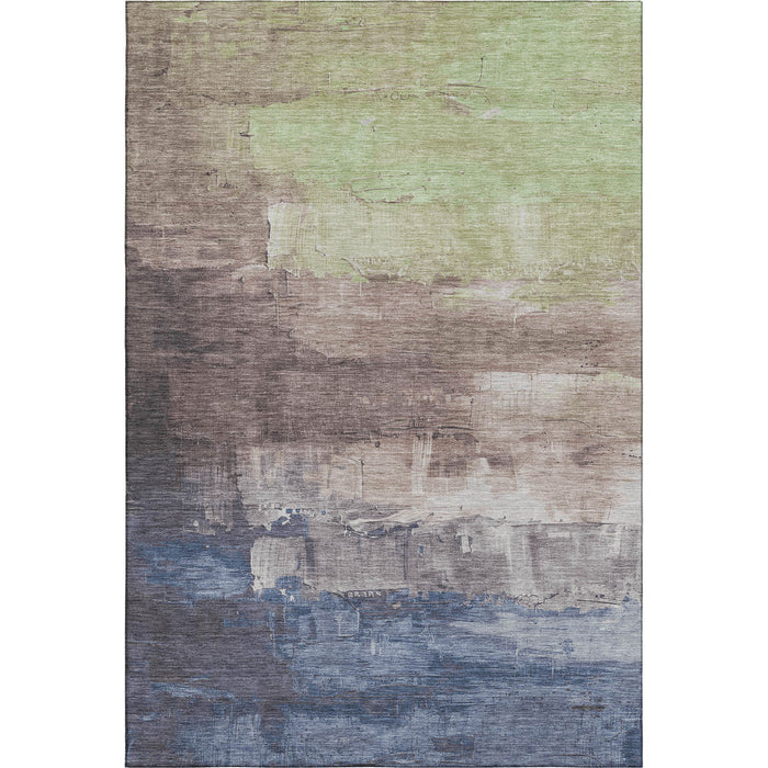 10' X 14' Abstract Washable Area Rug With UV Protection (693930) - Coffee / Green / Blue