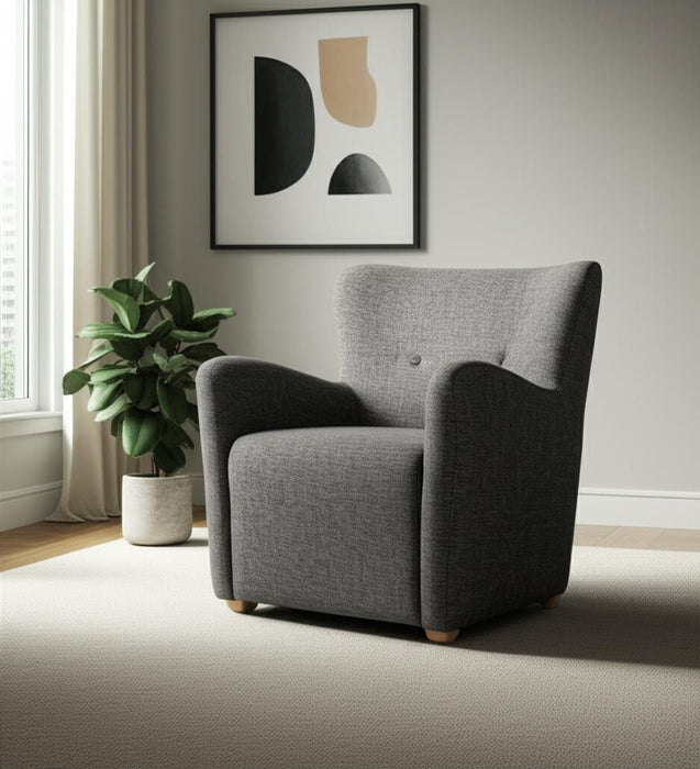Upholstery Wingback Chair - Gray / Brown
