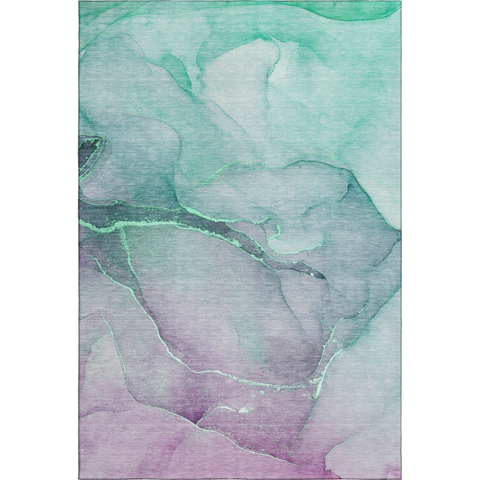 9' X 12' Abstract Washable Area Rug With UV Protection (646893) - Fern Green / Ivory