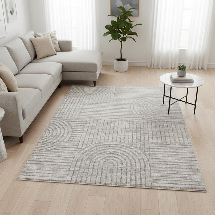 9' X 12' Abstract Area Rug (619352) - Gray / Ivory
