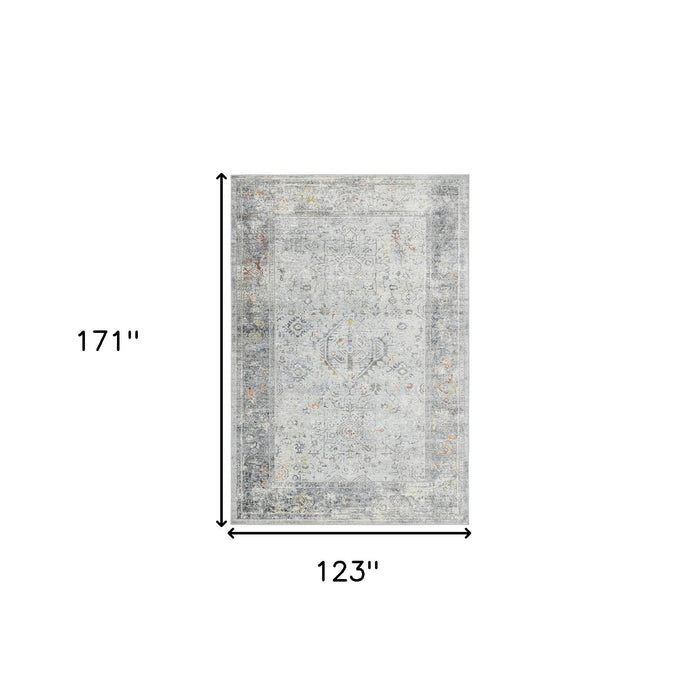 10' X 14' Transitional Medallion Area Rug - Gray