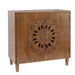 Dark brown Giga accent cabinet with floral design, 2-door storage sideboard for living room decor.