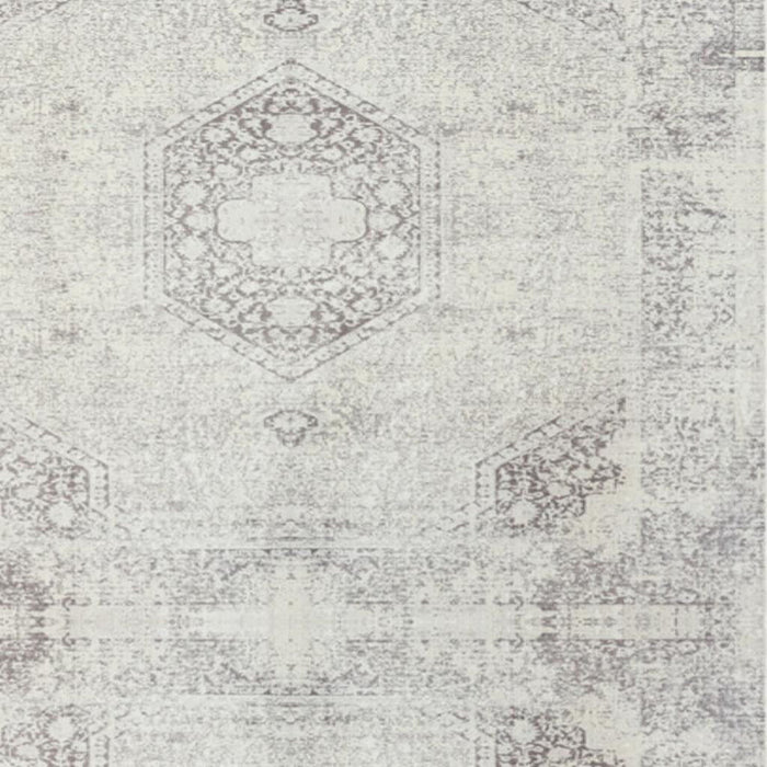2' X 5' Medallion Washable Non Skid Area Rug (534007) - Gray / Off White