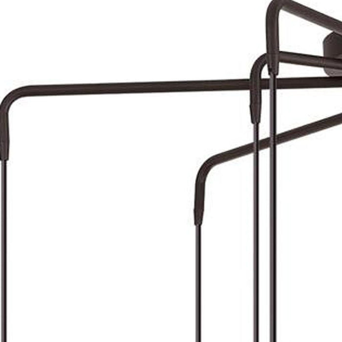 HomeRoots nine-light metal chandelier with bronze finish and cream shades, featuring a dimmable design and elegant lighting for your space.