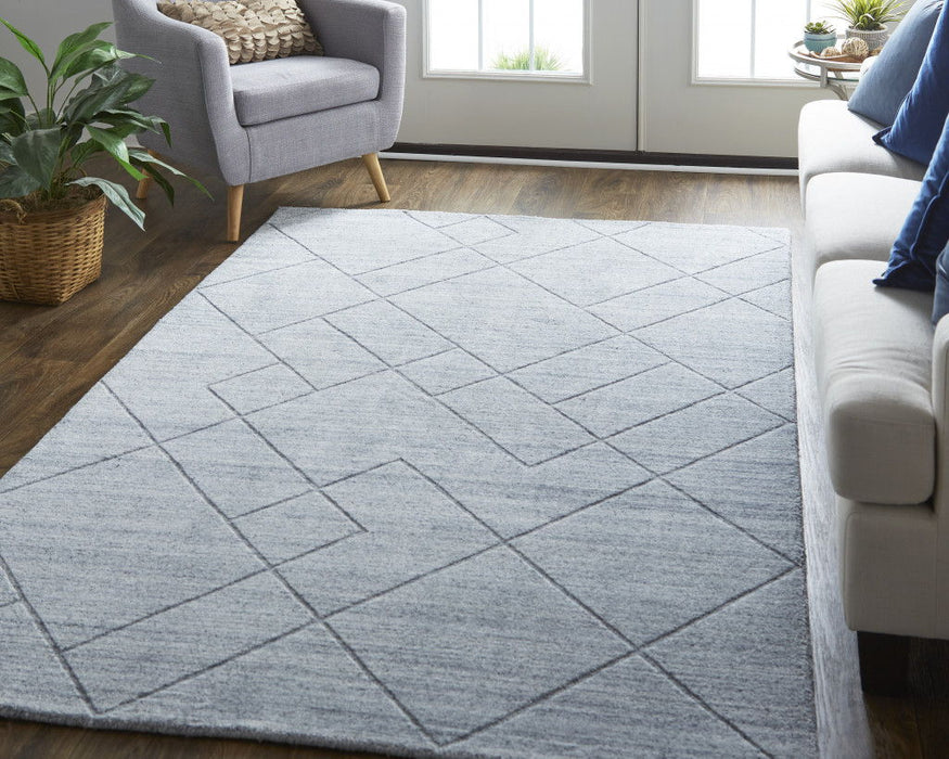 12' x 15' Striped Hand Woven Area Rug - Ivory And Silver
