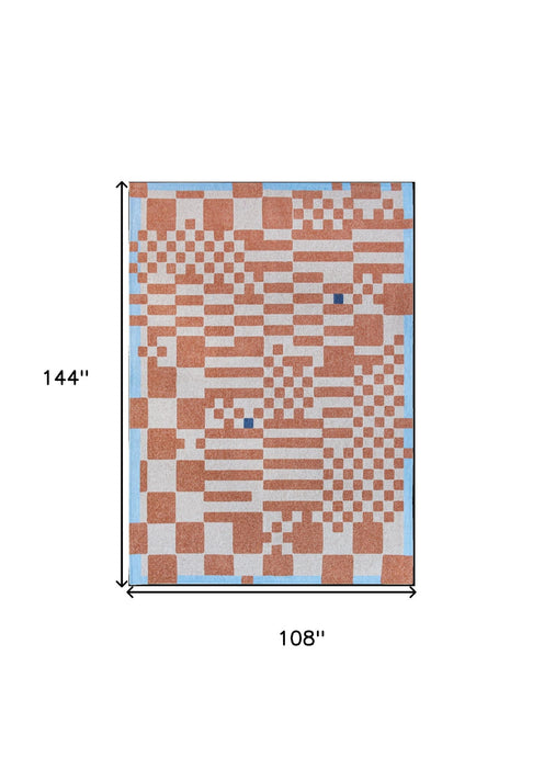 9' x 13' Geometric Non Skid Area Rug - Blue And Red