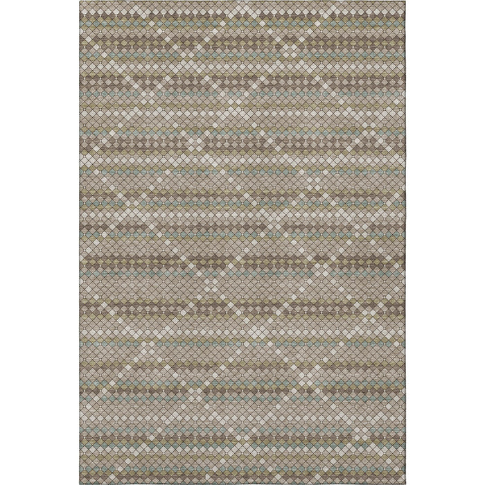10' X 14' Geometric Washable Area Rug With UV Protection (693708) - Taupe / Brown / Ivory