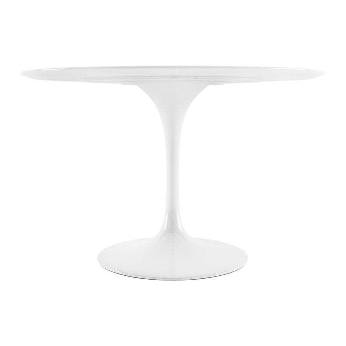 48" Fiberglass And Metal Dining Table - White