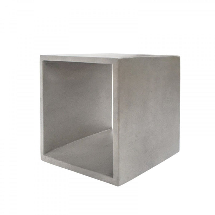 Minimalist Concrete Open Cube End Or Side Table - Dark Gray