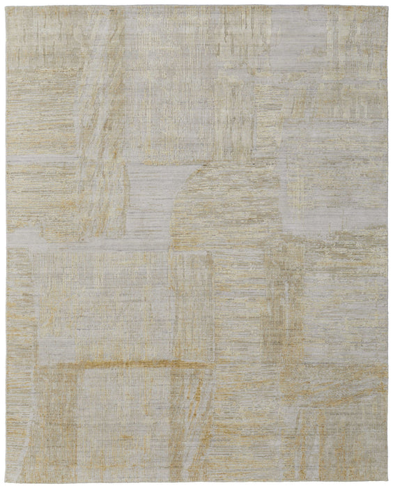 9' x 12' Modern Abstract Hand Woven Area Rug - Yellow And Ivory