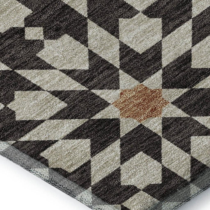 10' X 14' Copper Geometric Washable Area Rug With UV Protection - Charcoal