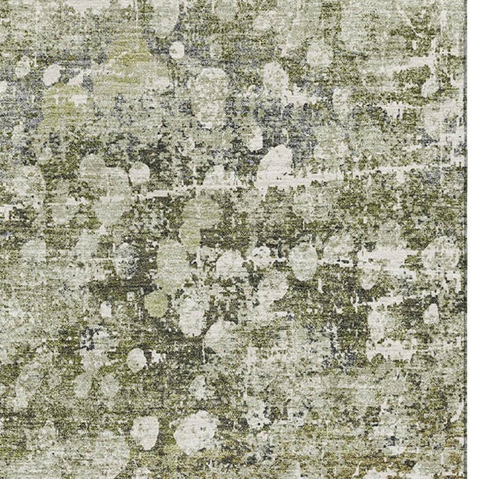 10' X 14' Abstract Washable Area Rug With UV Protection (718340) - Olive Green / Gray
