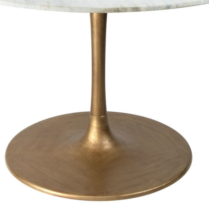 47" Rounded Steel Pedestal Base Dining Table - White / Gold