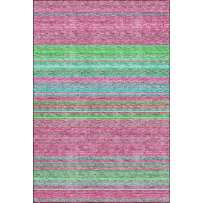 10' X 14' Striped Washable Area Rug With UV Protection (677297) - Blush / Green / Blue