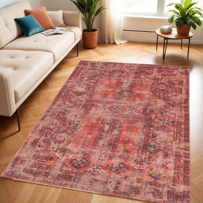 4' x 6' Oriental Non Skid Area Rug - Red